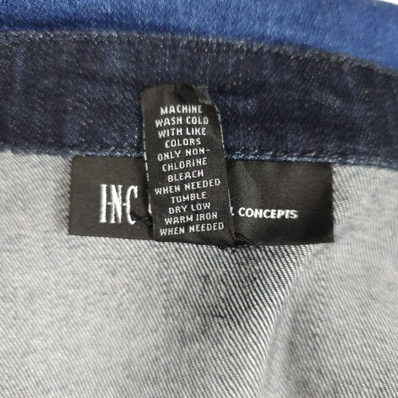 INC International Concepts - Denim Patchwork Moto Jean Jacket - Picture 7 of 7